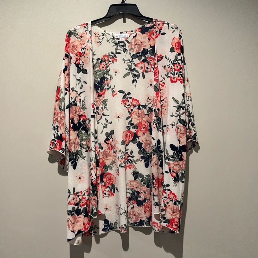 White floral kimono.